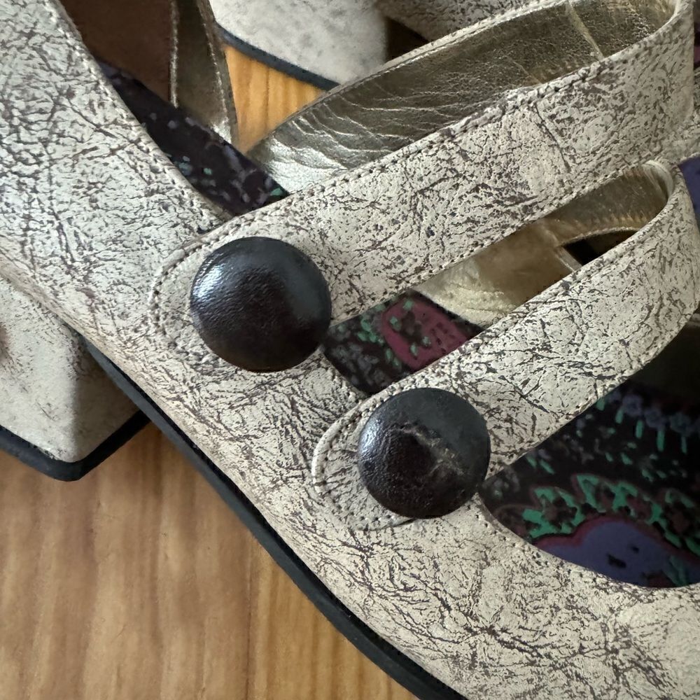 Selo De Controle Brazilian Genuine Leather Retro Heeled Shoes Women’s 7.5-8 - Picture 9 of 12